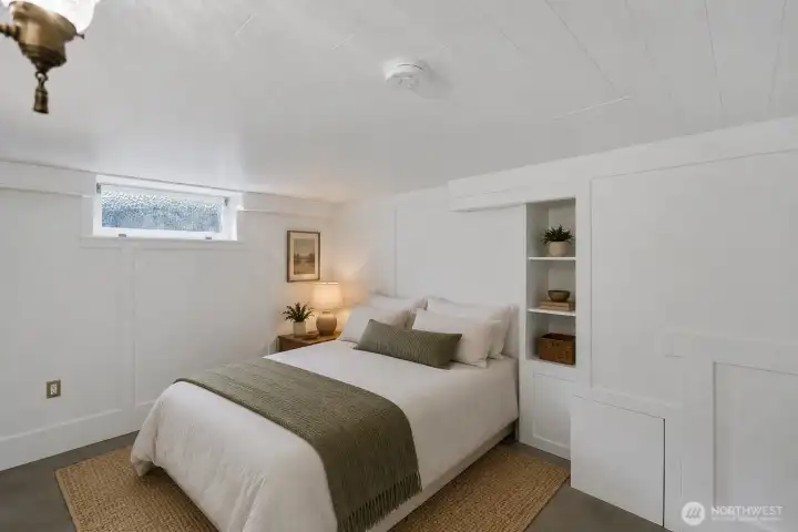 Lower level digitally staged bedroom