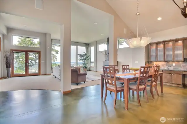 Dining room with built in cabinets