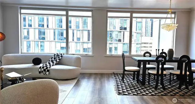 Wall of windows for expansive natural lights