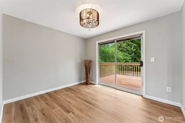 dining area near the back sliding door.