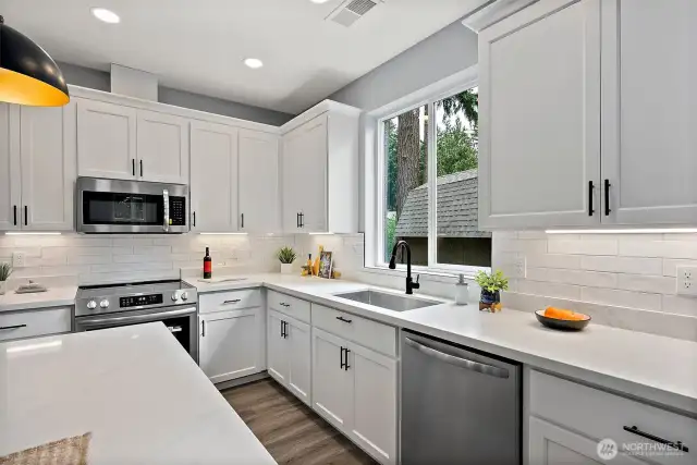 Beautiful & Timeless Quartz Slab & Zellige Style Tile Backsplash!