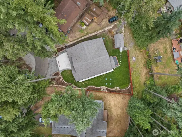 A Great Aerial View of the Landscaped Lot w/ Buffered Privacy Easement Behind!