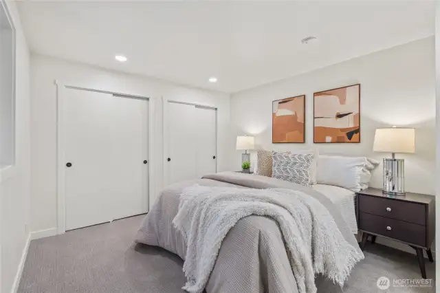 Spacious primary bedroom with 2 closets! and attached full-bath