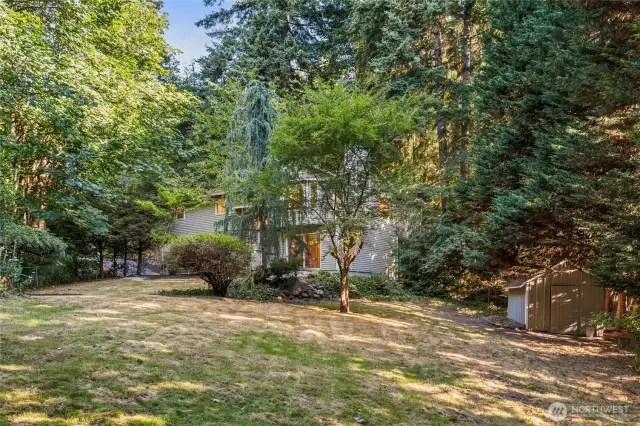 Large dry lot with lots of room. Partially fenced with nice, garden shed.