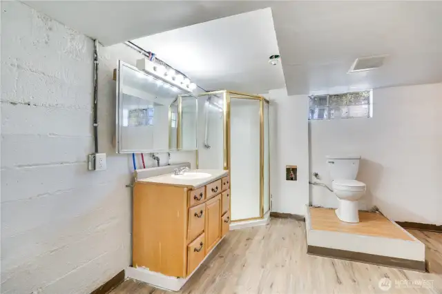 Downstairs 3/4 bath is ready for your re-do!