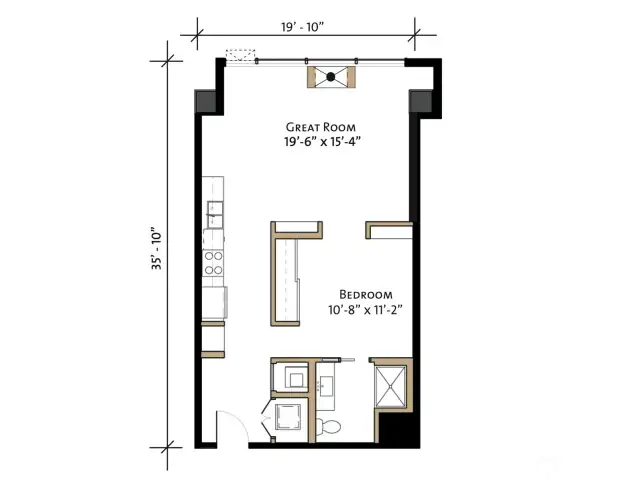 1504 Floorplan is excellent with generous room sizes, windows spanning the width of the living space, and no wasted space.