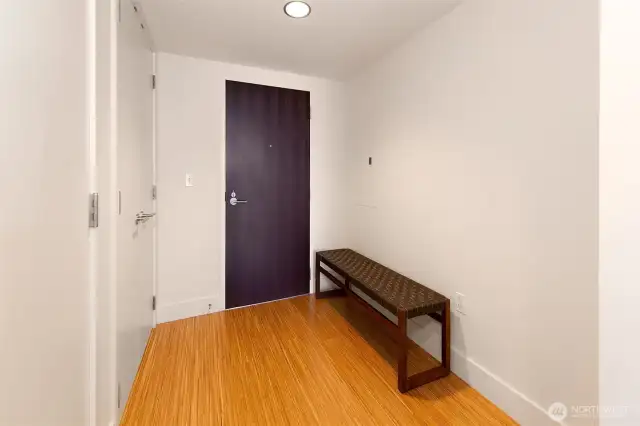Entry is wide enough for a bench and extra 'drop' shoe and coat storage.