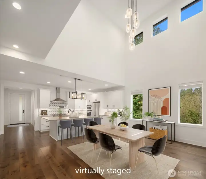 Virtually Staged kitchen and dining area