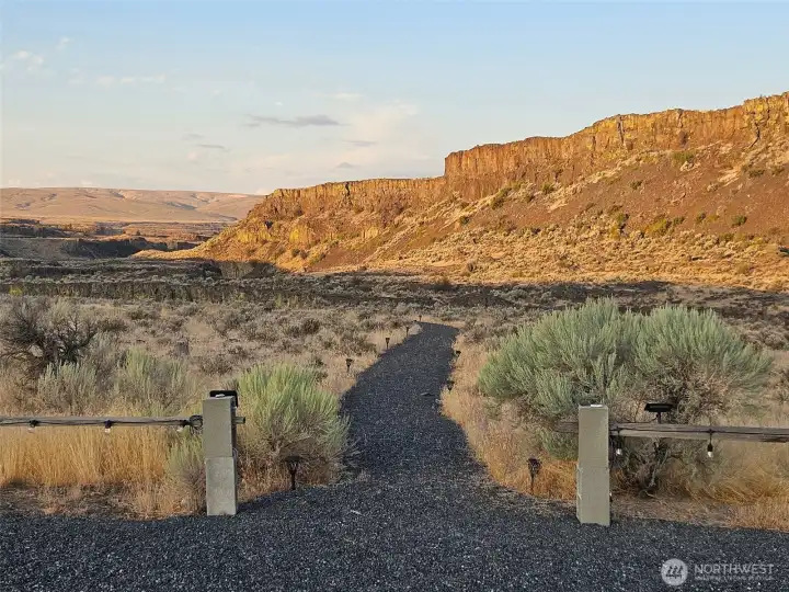 Solar lighted walkway out to the canyon