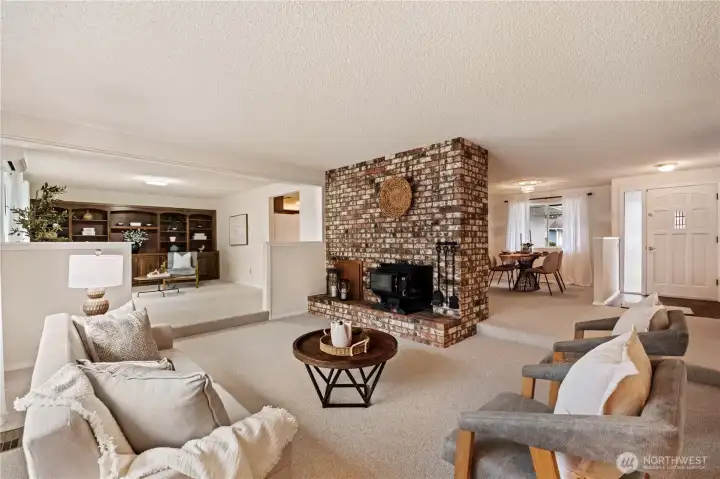 View of the front door entrance and circular flow of this move-in-ready home.