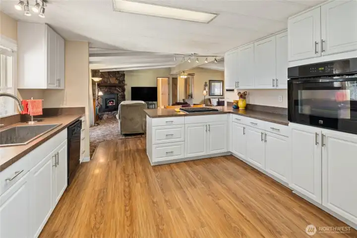 Classic white cabinets in this remodeled kitchen.