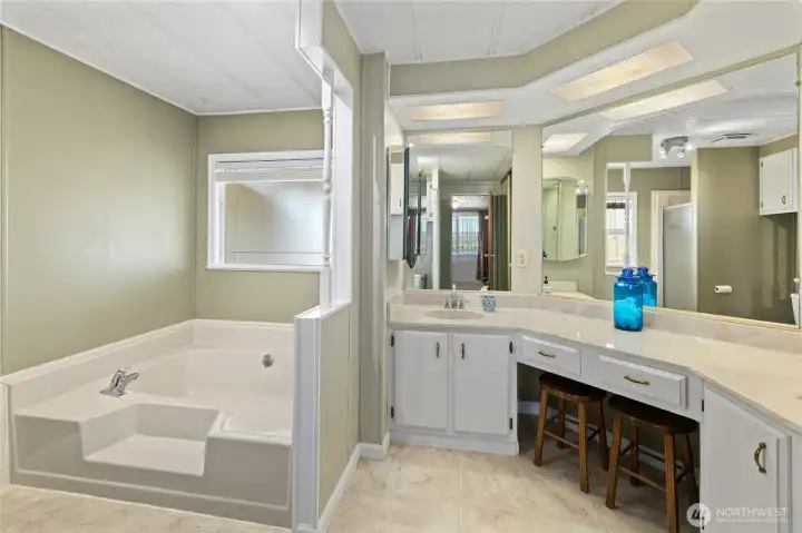 Primary bathroom with large soaking tub