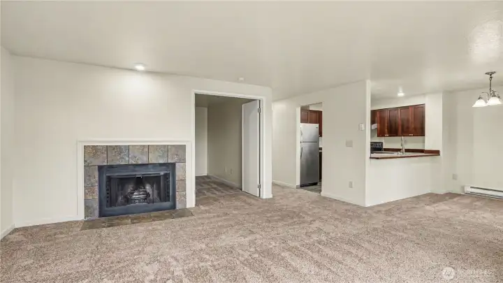 Another angle of the spacious living room showcasing this open layout.