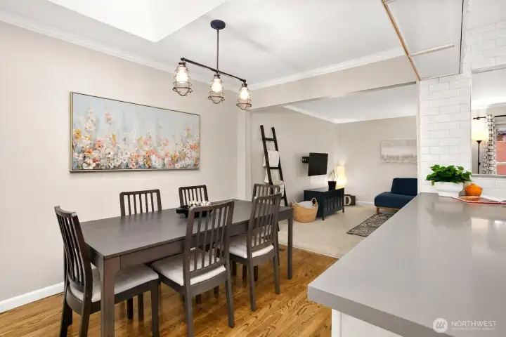 Kitchen opens to dining room.