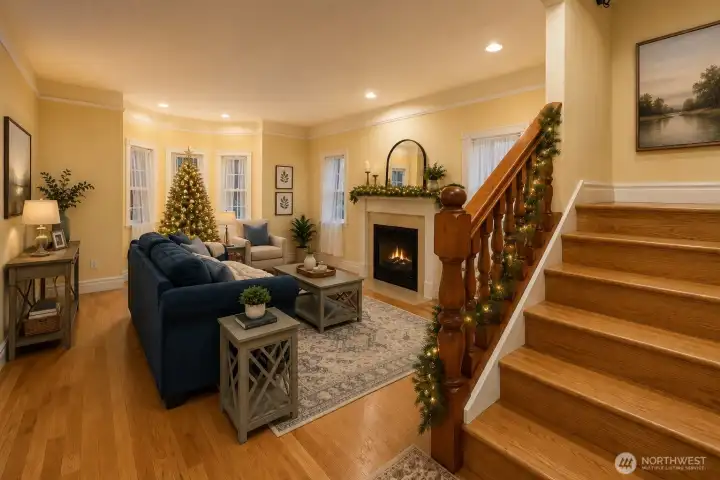 Virtually Staged - The turret, a perfect place to feature a Holiday Tree! Virtually Staged - The turret, a perfect place to feature a Holiday Tree!