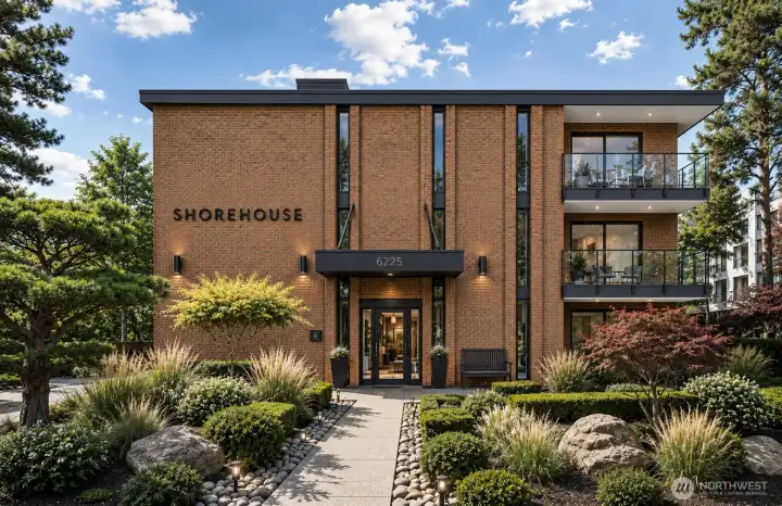 AI Rendering, front of building after remodel.