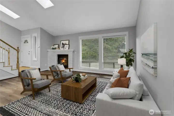 This photo is virtually staged. Fire in fireplace was digitally added This photo is virtually staged. Fire in fireplace was digitally added