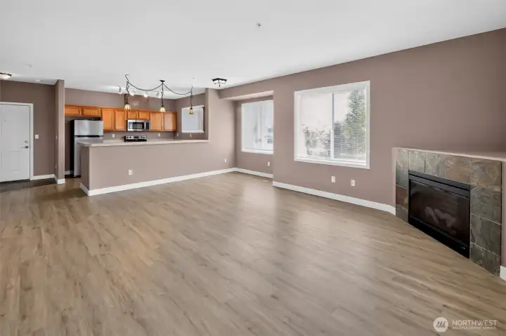 Room for a dining table and large furniture Room for a dining table and large furniture