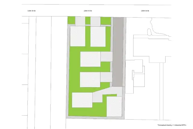 Conceptual drawing of 6 detached SFR’s