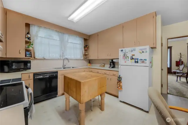 Kitchen and chopping block.