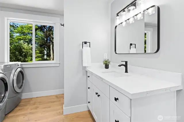 spacious 2nd bath with laundry