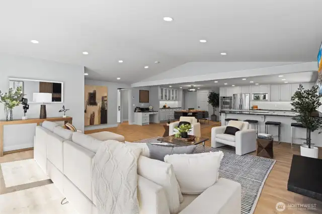 Open plan allows for living, dining & kitchen interaction