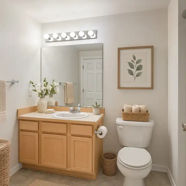 Full bathroom virtually staged.