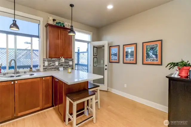 Kitchen is flooded with natural light... sit on your patio and watch the sunrise over Mt Rainier!