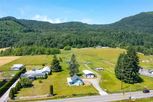 Aerial view looking west.