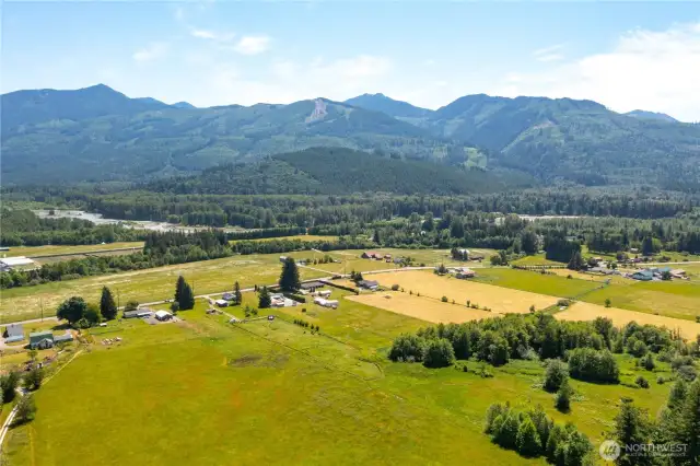 Aerial view looking east