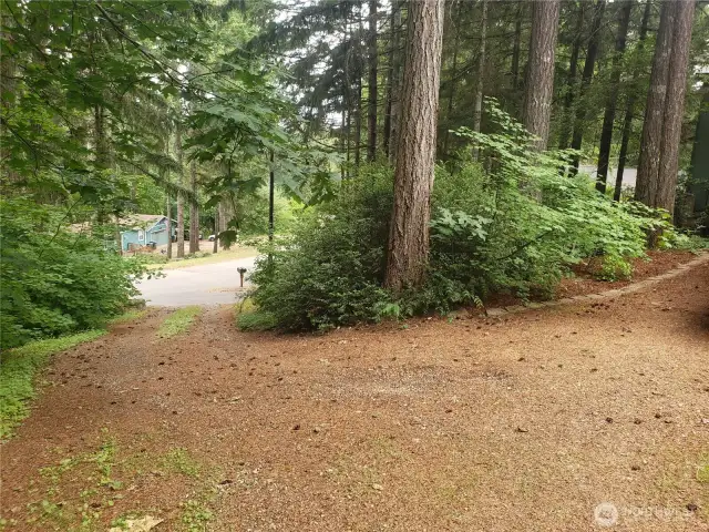 Driveway up to the detached garage