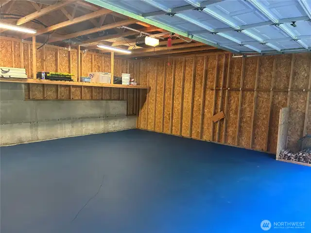 Detached 2-Car Garage (Lots of storage)  Recently updated with new floor sealant for a clean finish.