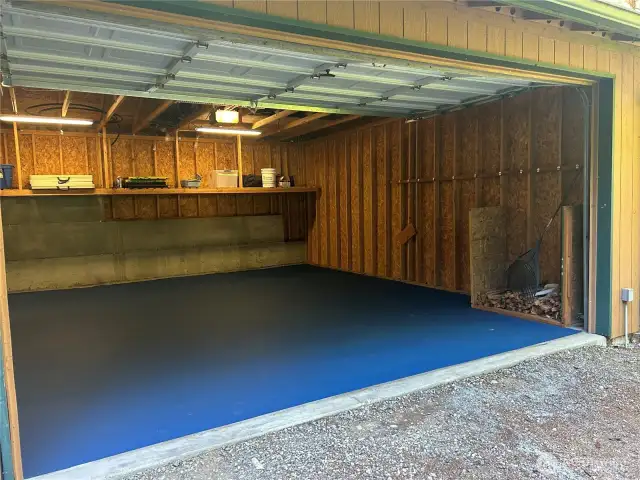 Detached 2-Car Garage  Recently updated with new floor sealant for a clean finish.