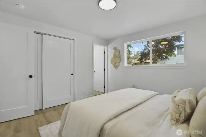 Primary features double door closet and primary ensuite bath