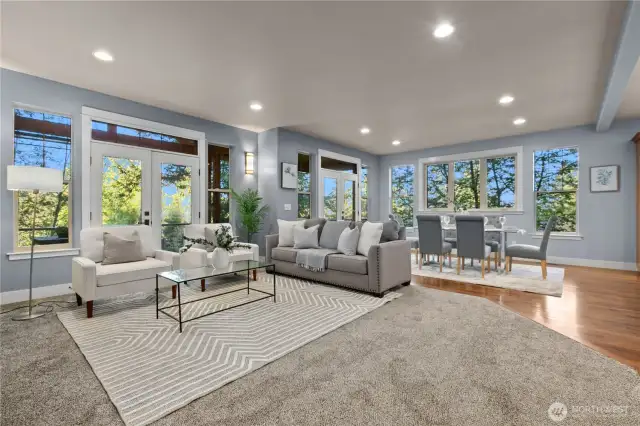 Main level living space with open feel