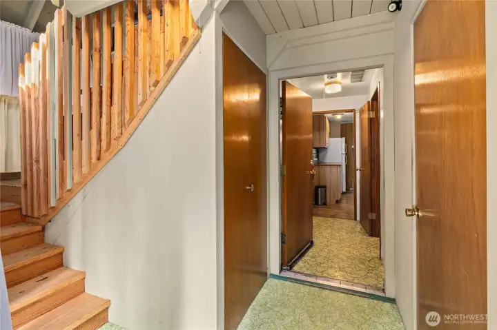 Stairs and back door entry way