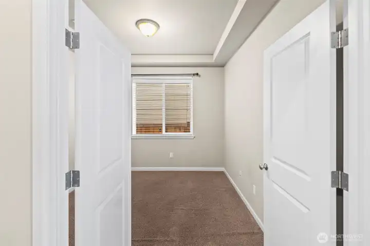 Main floor office with french doors