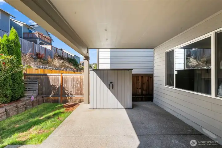 Covered backyard area