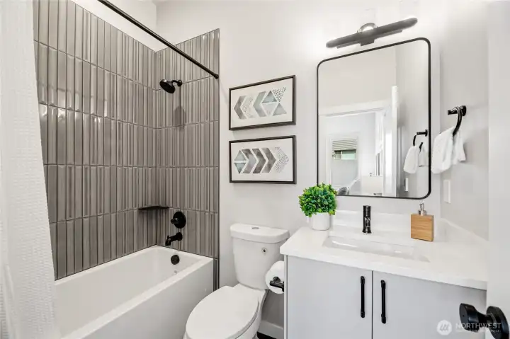 Lower Level Bathroom. (Pic of Unit A)