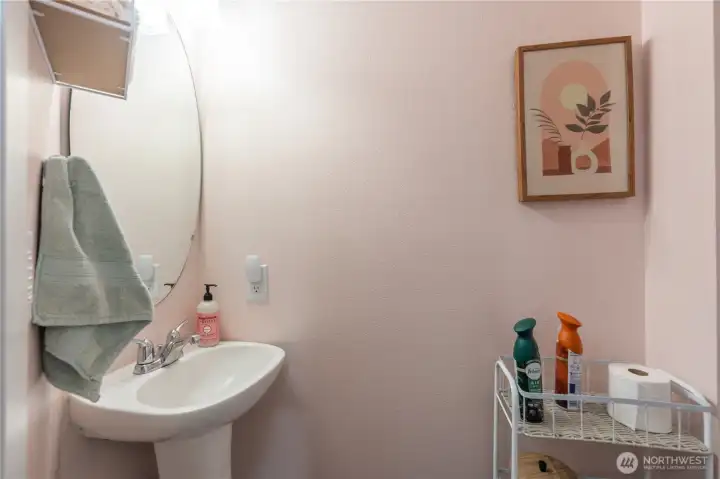 Main floor half bath w/pedestal sink