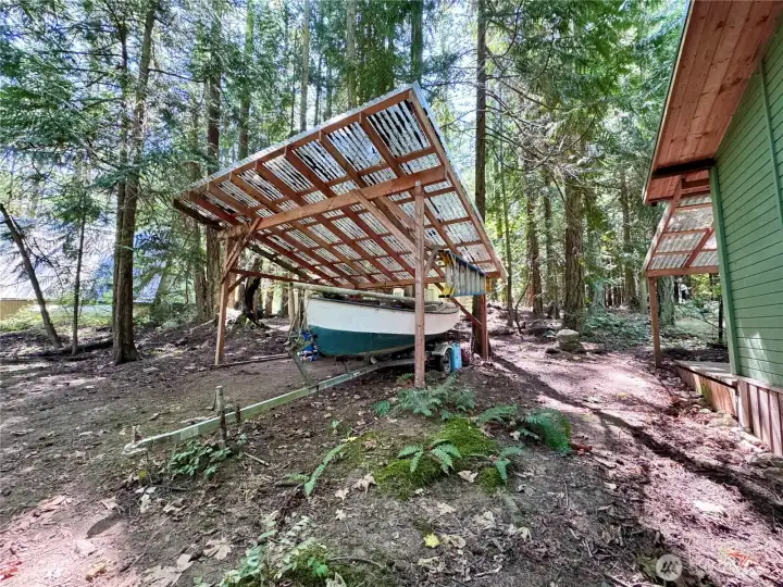 Lots of covered storage for tools and toys!