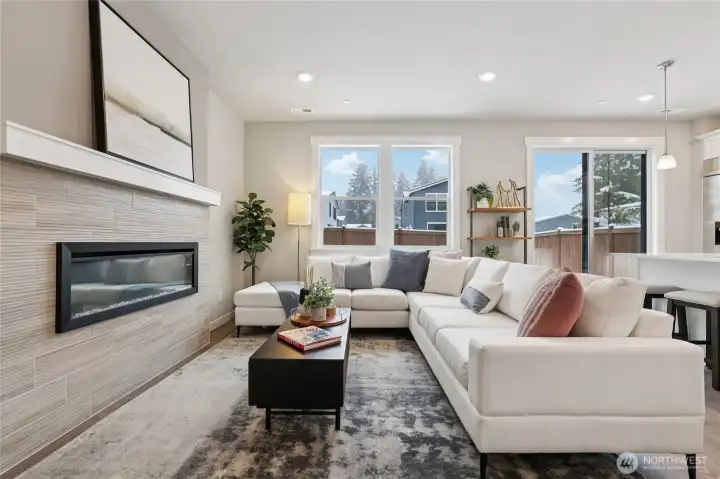 Great room with beautiful outlook to generous back yard - Great room with beautiful outlook to generous back yard -