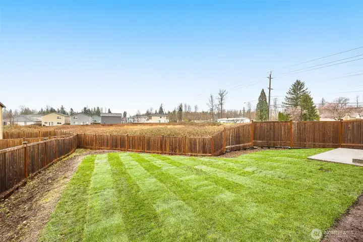 Oversized yard is one of the larger lots in the development. New sod in the backyard!