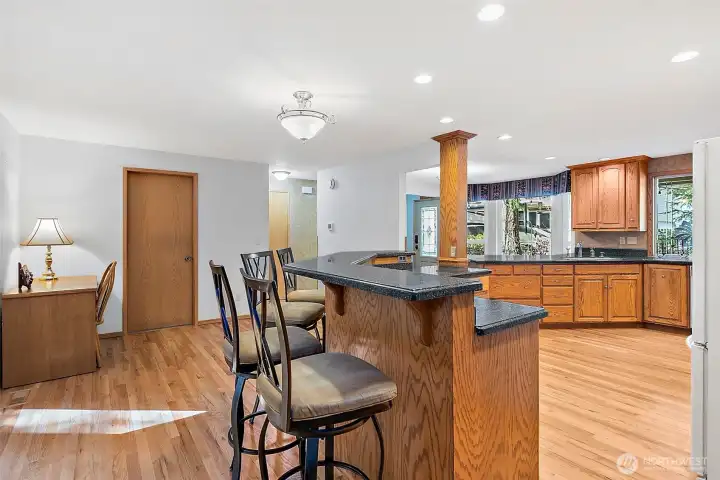 Big eat up bar and island