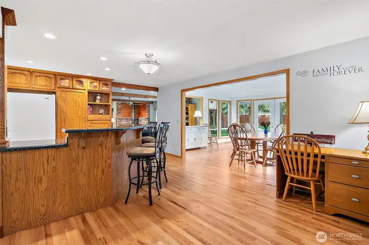 Kitchen flows directly into large dining area / sunroom.