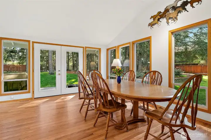 This room overlooks the absolutely gorgeous back yard