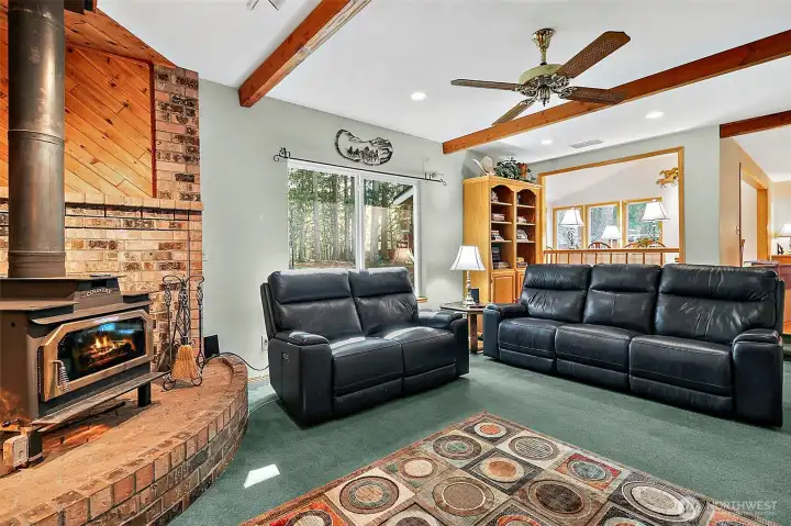 Family room is quiet and private over looking back yard.