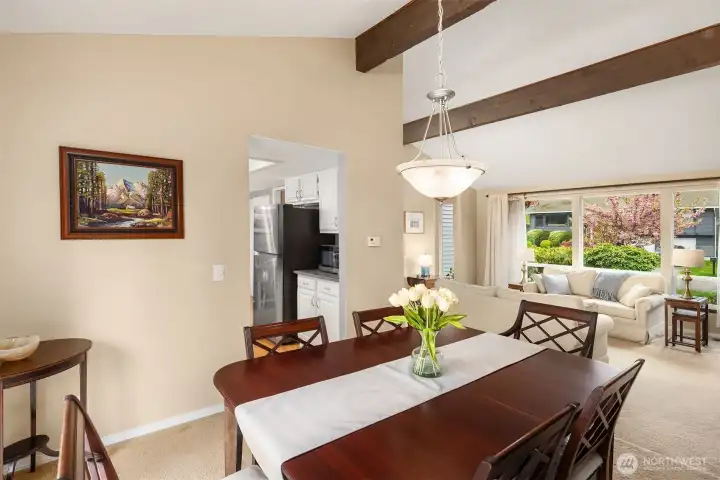 The formal dining room and living room