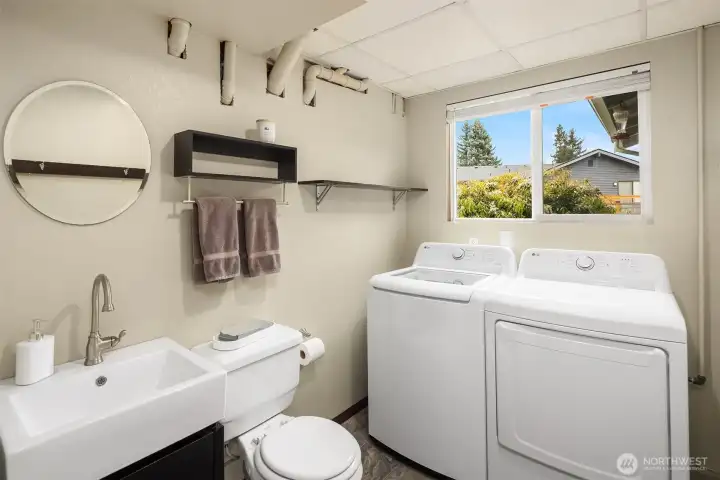 Lower level bath and utility room