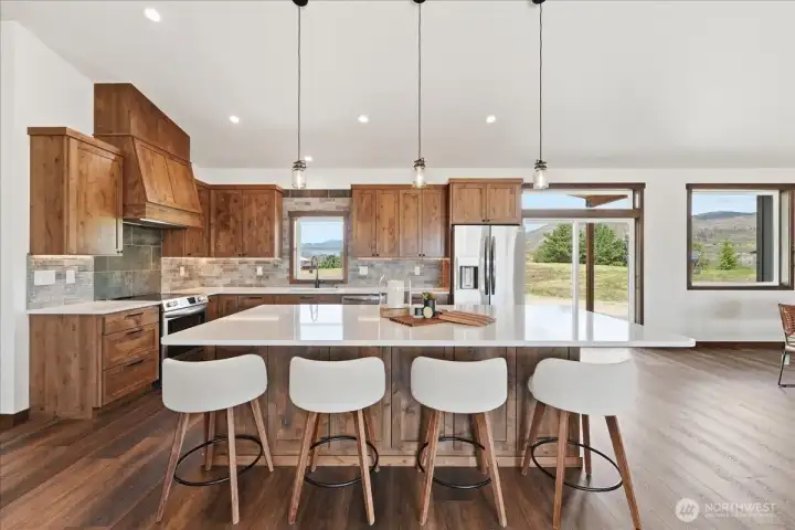 Island in kitchen with bar seating